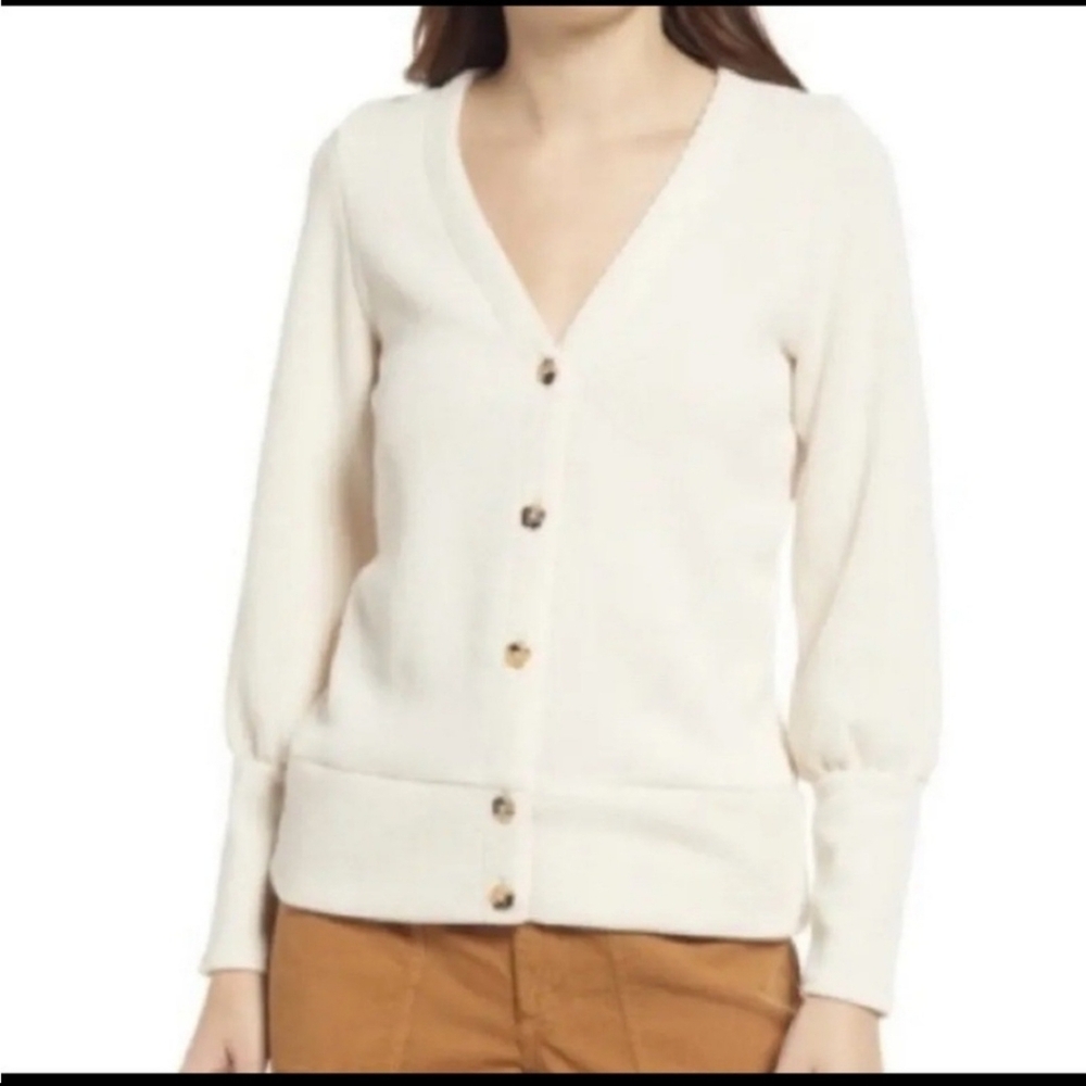 Madewell XS Cream Ribbed Button-down Cardigan